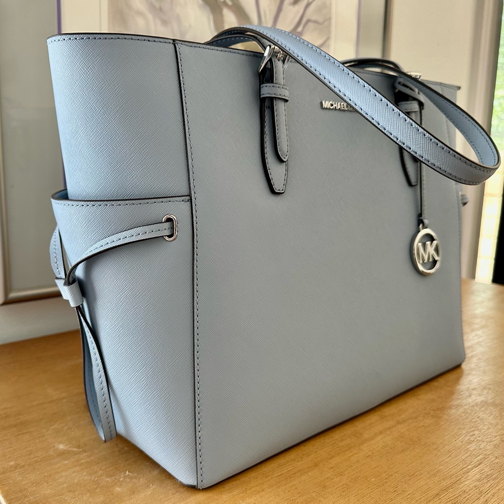 Michael Kors Large Gilly Tote Jet Set Drawstring Top Zip Pale Blue